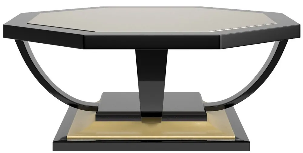 Günstig Casa Padrino mesa de centro barroco de lujo negro / oro 130 x 130 x A. 45 cm - Elegante mesa de salón octogonal en estilo barroco - Muebles Barrocos