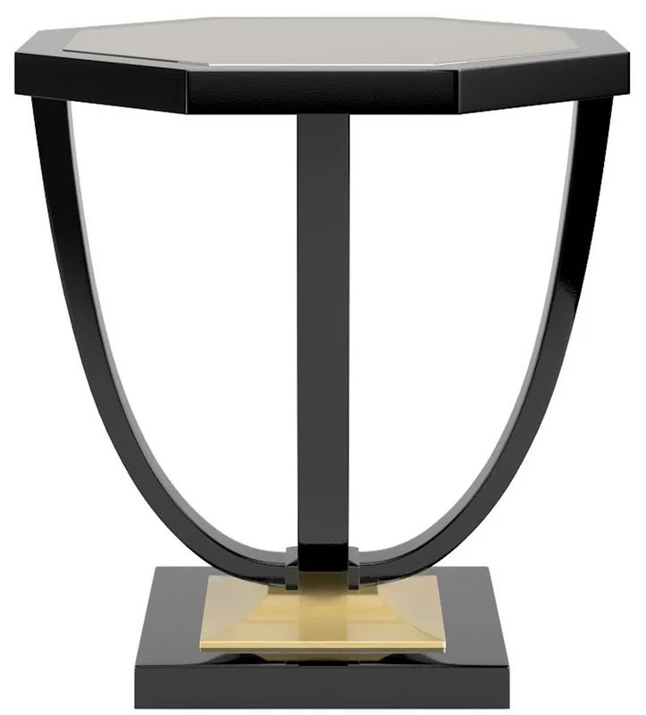 Geprüft Casa Padrino mesa auxiliar barroco de lujo negro / oro 60 x 60 x A. 65 cm - Elegante mesa octogonal en estilo barroco - Muebles Barrocos