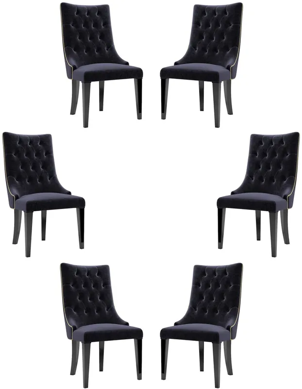Casa Padrino conjunto de sillas de comedor barroco de lujo púrpura / negro / oro 54 x 55 x A. 110 cm - Sillas de cocina noble con terciopelo - Conjunto de 6 sillas barrocas - Muebles de Comedor Günstig