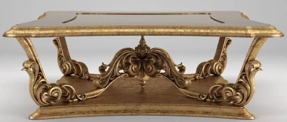 Casa Padrino mesa de centro barroco de lujo marrón / oro antiguo 145 x 145 x A. 50 cm - Mesa de salón magnífica en estilo barroco - Muebles Barrocos Preisknaller