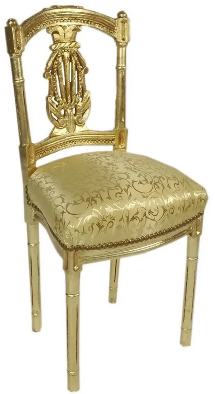 Nur Heute Casa Padrino silla para mujer barroco con elegante patrón oro 40 x 35 x A. 85 cm - Silla hecha a mano de estilo antiguo - Muebles Barroco