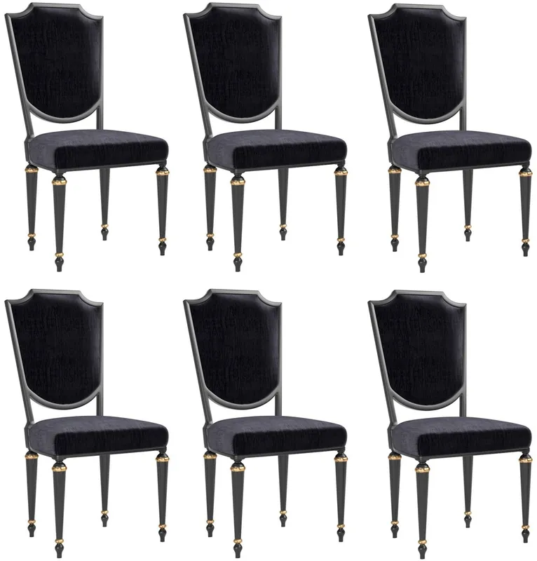 Casa Padrino conjunto de sillas de comedor barroco de lujo negro / oro antiguo 50 x 50 x A. 105 cm - Nobles sillas de cocina - Conjunto de 6 sillas barrocas Kracherpreis