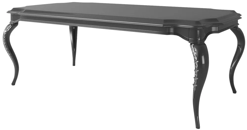 Casa Padrino mesa de comedor barroco de lujo negro / plata 220 x 115 x A. 78 cm - Mesa de comedor noble en estilo barroco - Muebles de comedor barrocos Aktuell