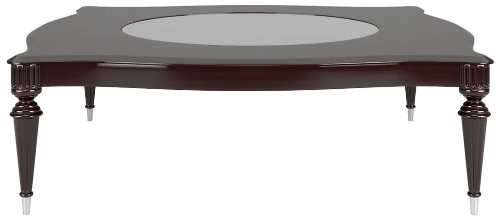 Preisknaller Casa Padrino mesa de centro barroco de lujo con placa de vidrio marrón oscuro brillante / plata 110 x 110 x A. 45 cm - Mesa de salón noble de estilo barroco - Muebles de salón barrocos