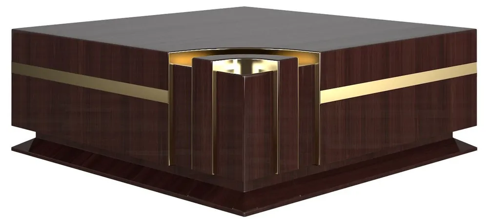 Casa Padrino mesa de centro de diseño marrón oscuro brillante / oro 120 x 120 x A. 52 cm - Mesa de salón cuadrada - Calidad de Lujo Knallerangebot