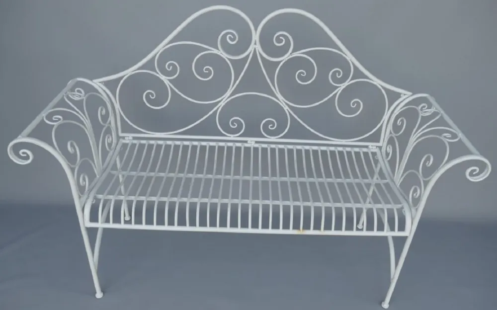 Nur Für Kurze Zeit Casa Padrino Banco de Jardín Art Nouveau Blanco Rústico 137 x 49 x A. 96 cm - Banco Nostálgico - Muebles de Jardín y Patio
