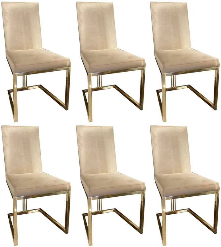 Casa Padrino conjunto de sillas de comedor de lujo crema / oro 50 x 60 x A. 100 cm - Sillas de cocina noble conjunto de 6 - Muebles de comedor de lujo Bestpreis