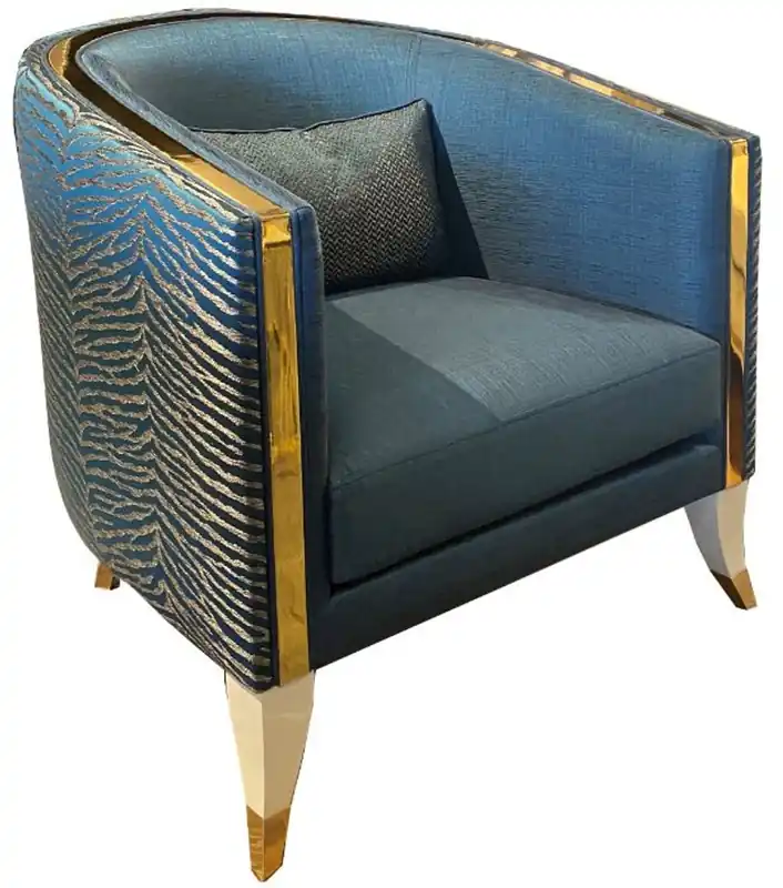 Casa Padrino sillón de salón de lujo azul / crema / oro 80 x 85 x A. 85 cm - Muebles de salón de lujo - Calidad de Lujo Nur Für Kurze Zeit