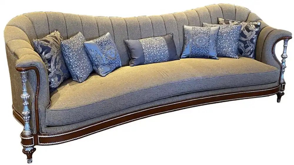 Ausverkauf Casa Padrino sofá barroco de lujo gris / marrón / plata 280 x 90 x A. 98 cm - Muebles de salón en estilo barroco - Noble y Magnífico