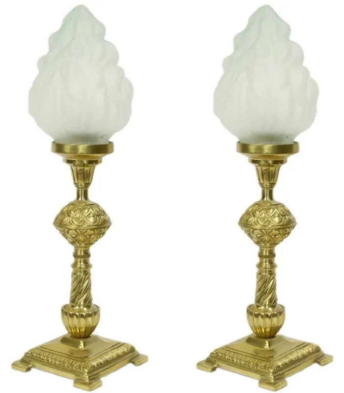 Casa Padrino conjunto de lámparas de mesa barrocas oro / blanco 14 x 14 x A. 48 cm - Lámparas elegantes en estilo barroco - Luces decorativas barrocas Top-Angebot