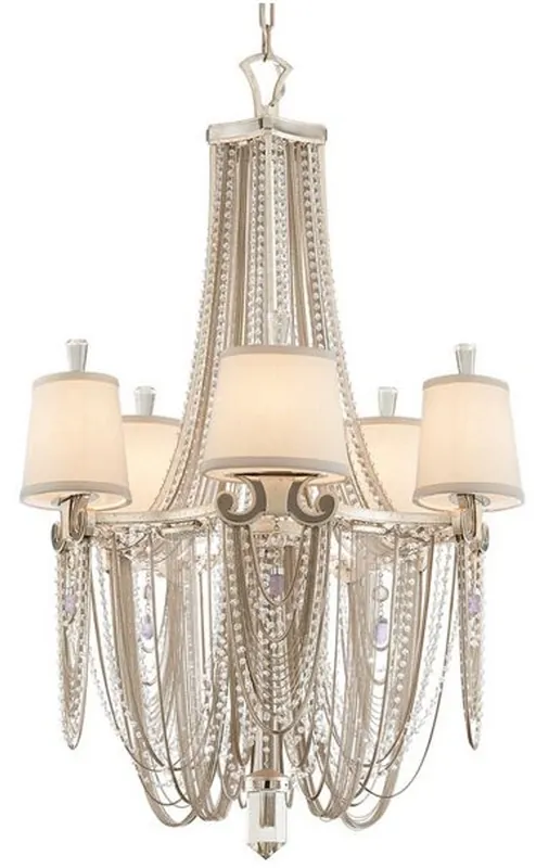 Casa Padrino araña de luces barroca de lujo plata / crema Ø 66 x A. 104 cm - Araña de luces de Hotel y Restaurante Magnífico en Estilo Barroco Letzte Chance