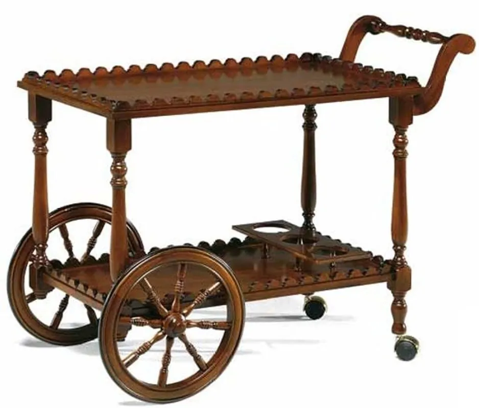 Letzte Chance Casa Padrino carrito barroco de lujo marrón 91 x 44 x A. 71 cm - Carro noble de madera maciza - Accesorios de gastronomía barroca