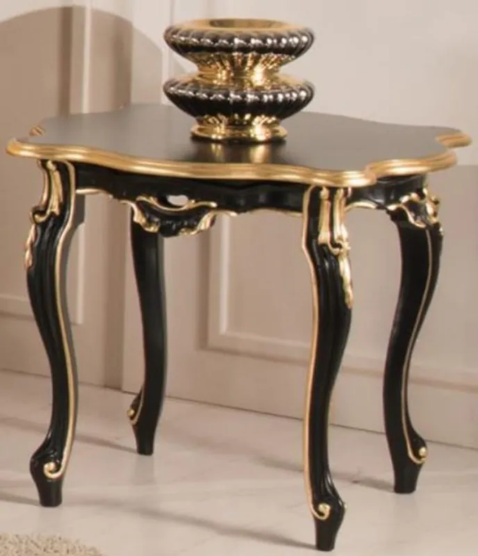Casa Padrino mesa auxiliar barroco de lujo negro / oro 62 x 62 x A. 57 cm - Mesa noble en estilo barroco - Muebles de salón barrocos Knallerangebot