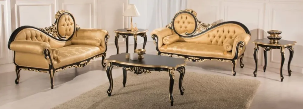 Casa Padrino conjunto de sala de estar barroco de lujo oro / negro - 2 Sofás y 1 Mesa de Café y 2 Mesas Auxiliares - Muebles de sala en estilo barroco - Muebles Barrocos Zertifiziert