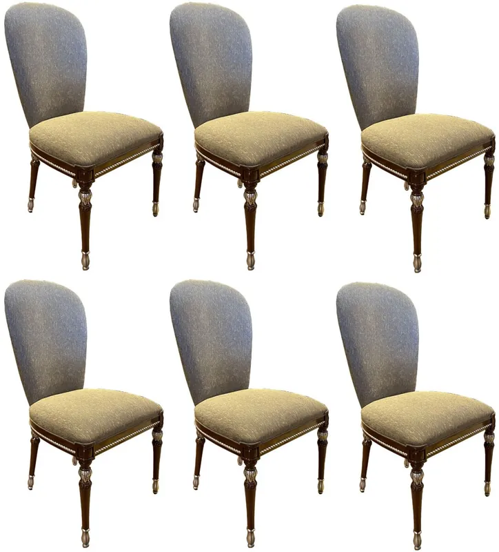 Casa Padrino conjunto de sillas de comedor barroco de lujo gris / marrón / plata 52 x 55 x A. 100 cm - Conjunto de 6 sillas de cocina barroco - Muebles de comedor de estilo barroco Geprüft