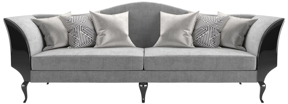 Casa Padrino sofá de salón Art Deco de lujo gris / negro 255 x 92 x A. 100 cm - Calidad de Lujo - Muebles Art Deco Solange Der Vorrat Reicht