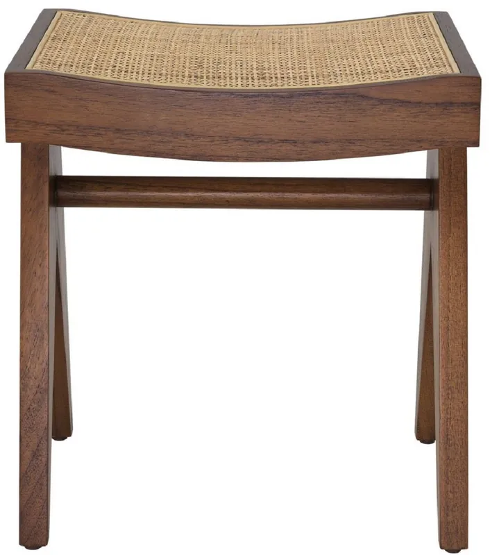 Casa Padrino taburete de lujo marrón / natural 39 x 31,5 x A. 43 cm - Taburete de madera maciza con ratán tejido a mano - Muebles de Lujo Preisreduziert