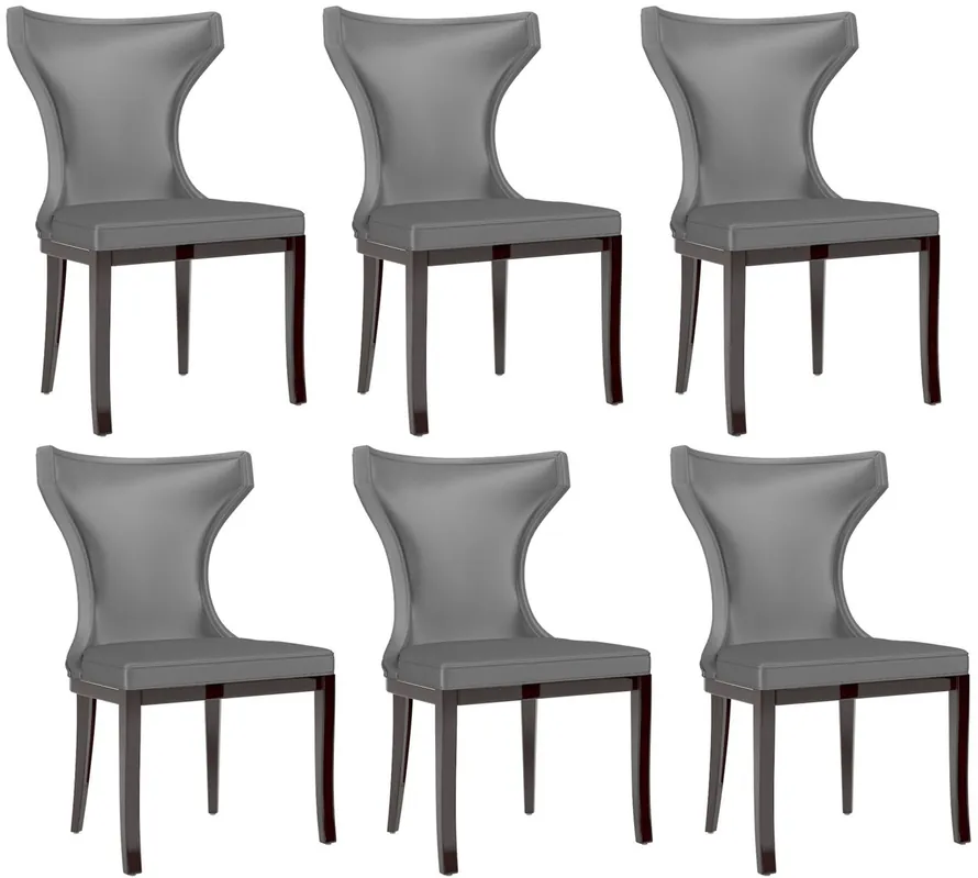 Mega-Angebot Casa Padrino conjunto de sillas de comedor de lujo plata / marrón oscuro 50 x 50 x A. 90 cm - Sillas de cocina noble conjunto de 6 - Muebles de comedor de lujo