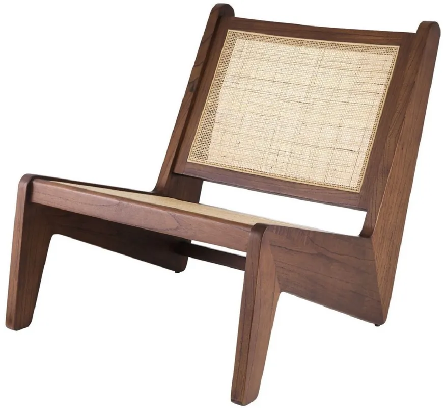 Markenware Casa Padrino sillón de salón de diseño marrón / natural 75 x 89 x A. 77,5 cm - Sillón de madera maciza con tejido de ratán tejido a mano - Muebles de Lujo