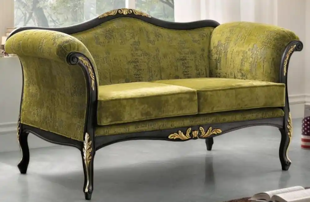Casa Padrino sofá de salón barroco de lujo verde / negro / oro 165 x 82 x A. 96 cm - Muebles de salón noble de estilo barroco Sofort Bestellen