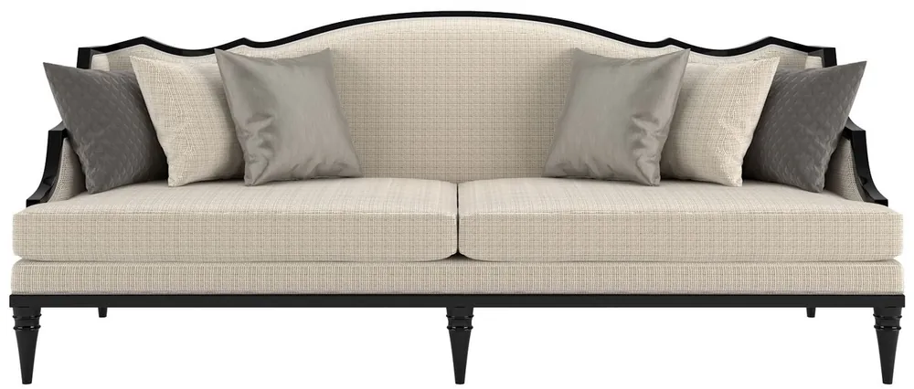 Casa Padrino sofá de salón Art Deco de lujo beige / negro 260 x 100 x A. 87 cm - Calidad de Lujo - Muebles Art Deco Finale Aktion