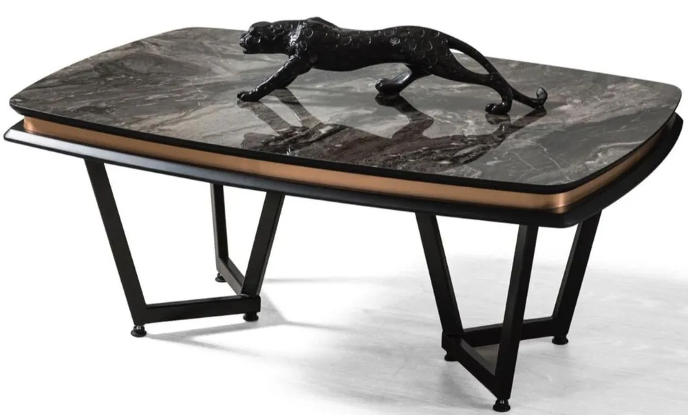 Casa Padrino mesa de centro de lujo negro / cobre 120 x 70 x A. 56 cm - Mesa de salón rectangular - Muebles de salón de lujo Neue Kollektion