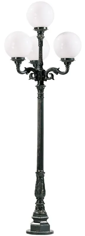 Casa Padrino farol de jardín barroco negro / blanco 83 x 83 x A. 255 cm - Elegante lámpara de pie para exteriores hecha de aluminio de alta calidad y pantallas de policarbonato - Iluminación nostálgica Wochenendangebot