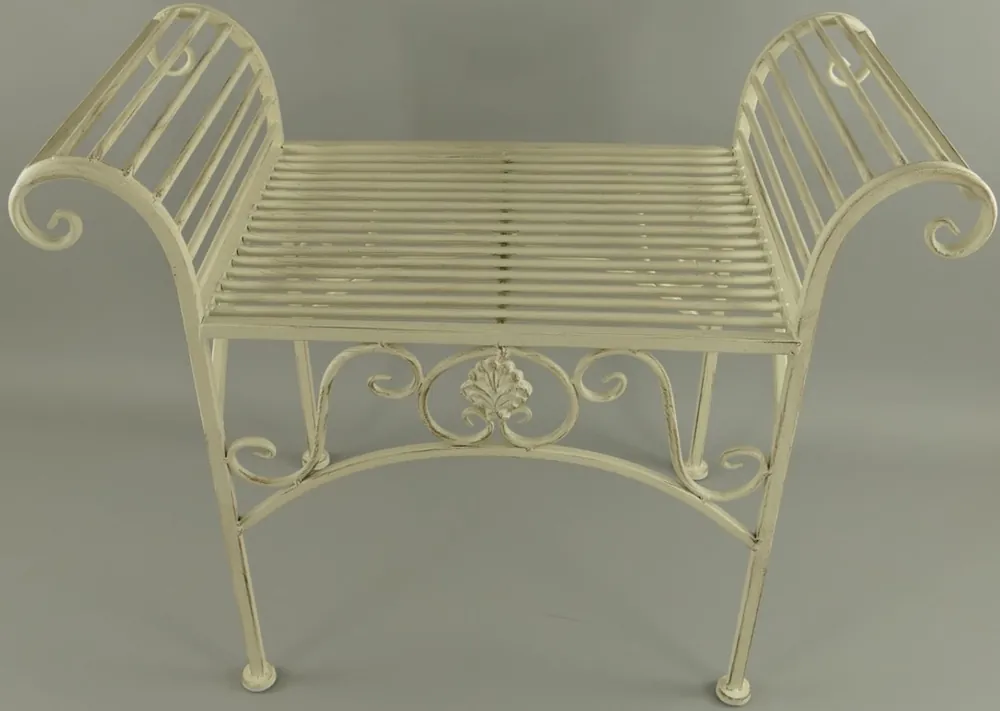 Top-Angebot Casa Padrino taburete de jardín Art Nouveau crema antiguo 68 x 34 x A. 55 cm - Taburete de metal - Muebles de jardín y patio