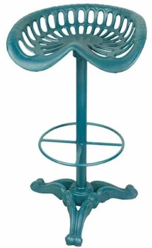 Casa Padrino taburete de bar Art Nouveau azul claro A. 78,5 cm - Taburete de hierro fundido en diseño rústico industrial - Muebles de Jardín y Patio Heißes Angebot