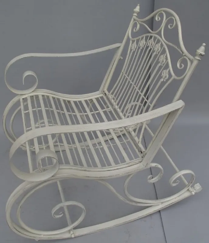 Neue Ware Casa Padrino mecedora de metal Art Nouveau blanco rústico 65 x 90 x A. 90 cm - Muebles Nostálgicos de Jardín y Patio