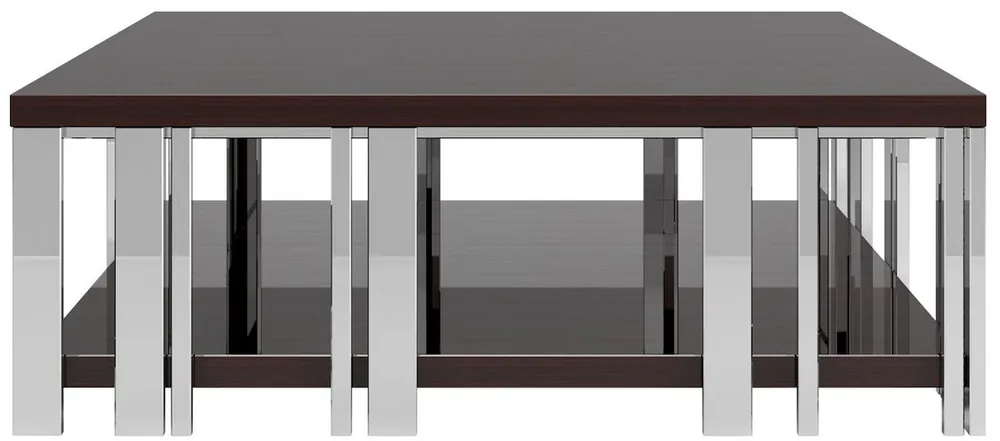 Top-Seller Casa Padrino mesa de centro Art Deco de lujo marrón oscuro / plata 120 x 120 x A. 45 cm - Noble mesa de salón - Muebles Art Deco - Calidad de Lujo