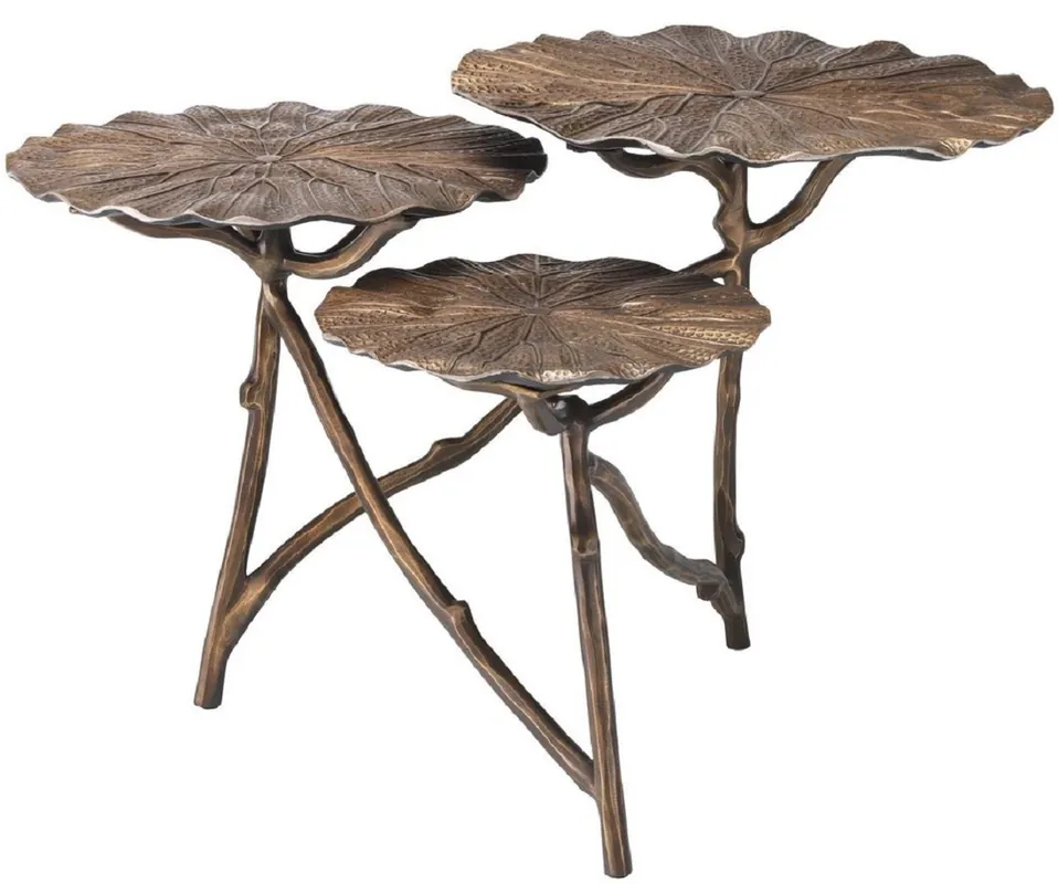 Casa Padrino mesa auxiliar de diseño latón antiguo 76 x 62 x A. 47 cm - Mesa de aluminio con 3 tableros de mesa - Muebles de salón de lujo Kracherpreis