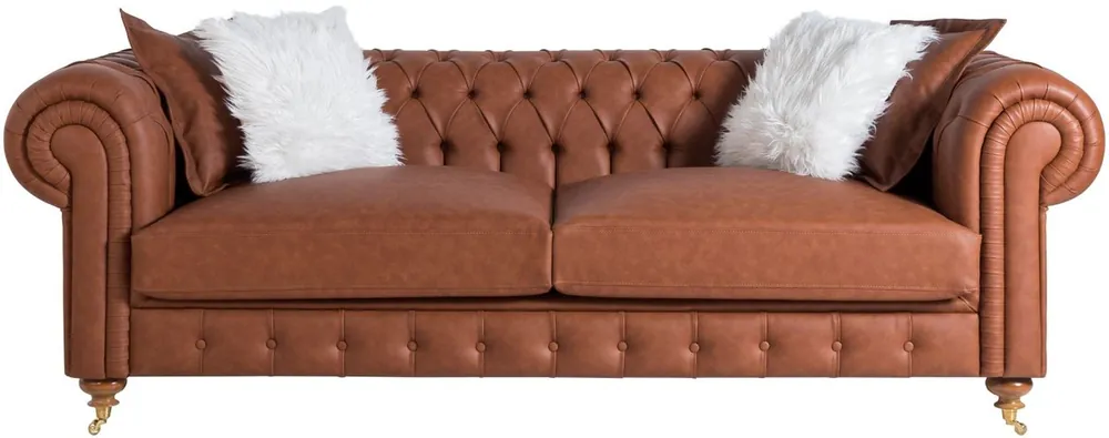 Günstig Casa Padrino sofá Chesterfield de lujo marrón 240 x 100 x A. 78 cm - Sofá de salón noble - Muebles Chesterfield