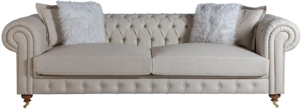 Sofort Bestellen Casa Padrino sofá Chesterfield de lujo gris / marrón 240 x 100 x A. 78 cm - Sofá de salón noble - Muebles Chesterfield