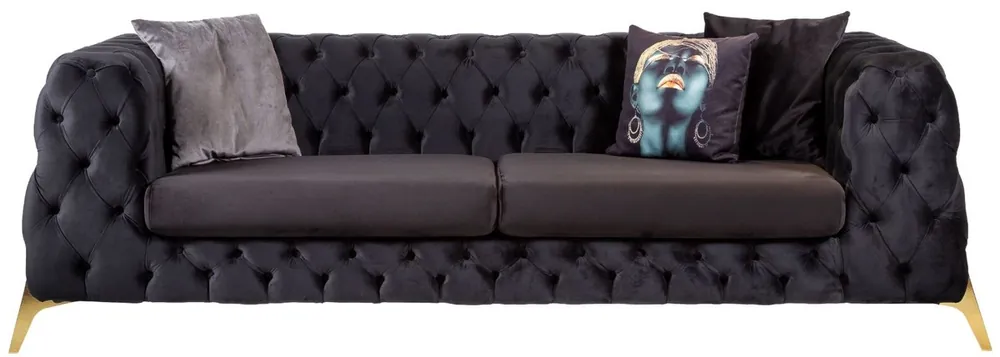 Preisreduziert Casa Padrino sofá de terciopelo Chesterfield de lujo púrpura / latón 240 x 95 x A. 81 cm - Sofá de salón moderno - Muebles Chesterfield