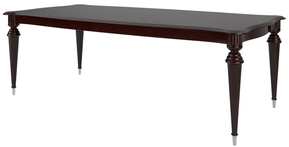 Casa Padrino mesa de comedor barroco de lujo marrón oscuro brillante / plata 218 x 108 x A. 77 cm - Mesa de comedor noble de madera maciza - Muebles de comedor de alta calidad en estilo barroco Angebot