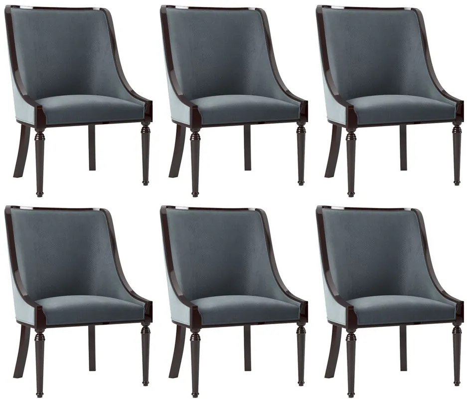 Direkt Vom Hersteller Casa Padrino conjunto de sillas de comedor barroco de lujo gris / marrón oscuro brillante 50 x 50 x A. 92 cm - Sillas de cocina noble conjunto de 6 - Muebles de comedor barrocos