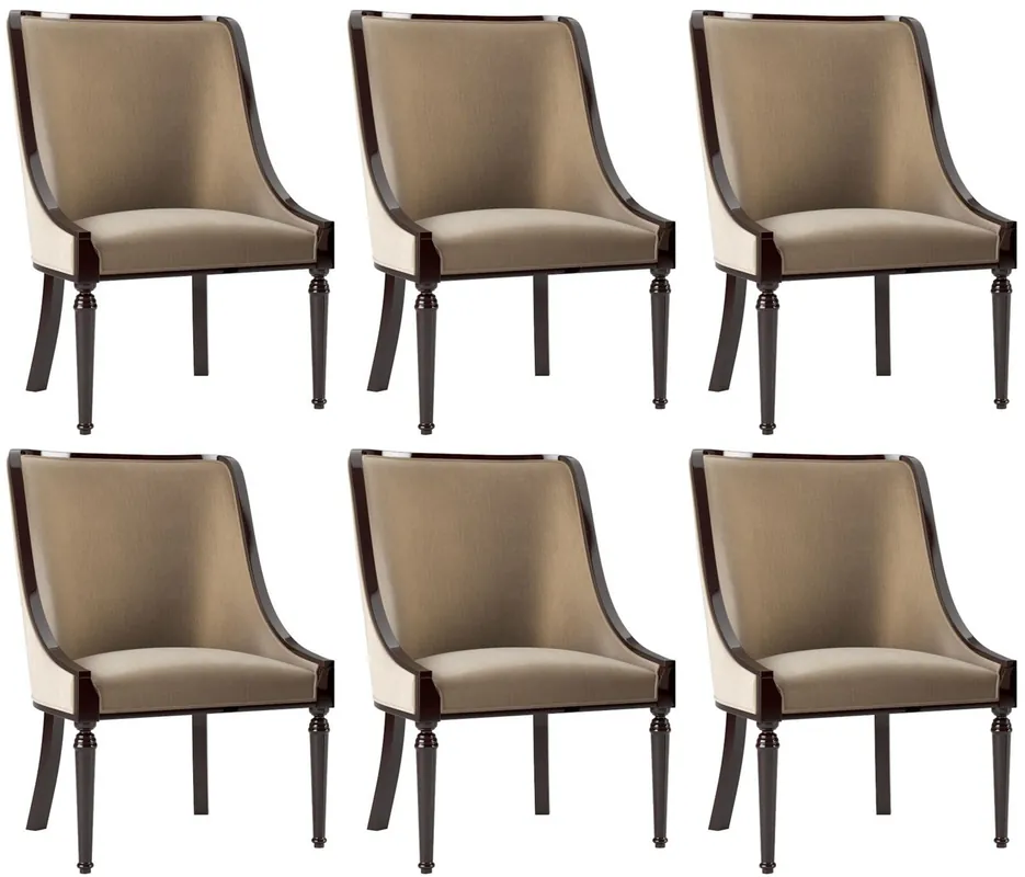 Nur Heute Casa Padrino conjunto de sillas de comedor barroco de lujo beige / marrón oscuro brillante 50 x 50 x A. 92 cm - Sillas de cocina noble conjunto de 6 - Muebles de comedor barrocos
