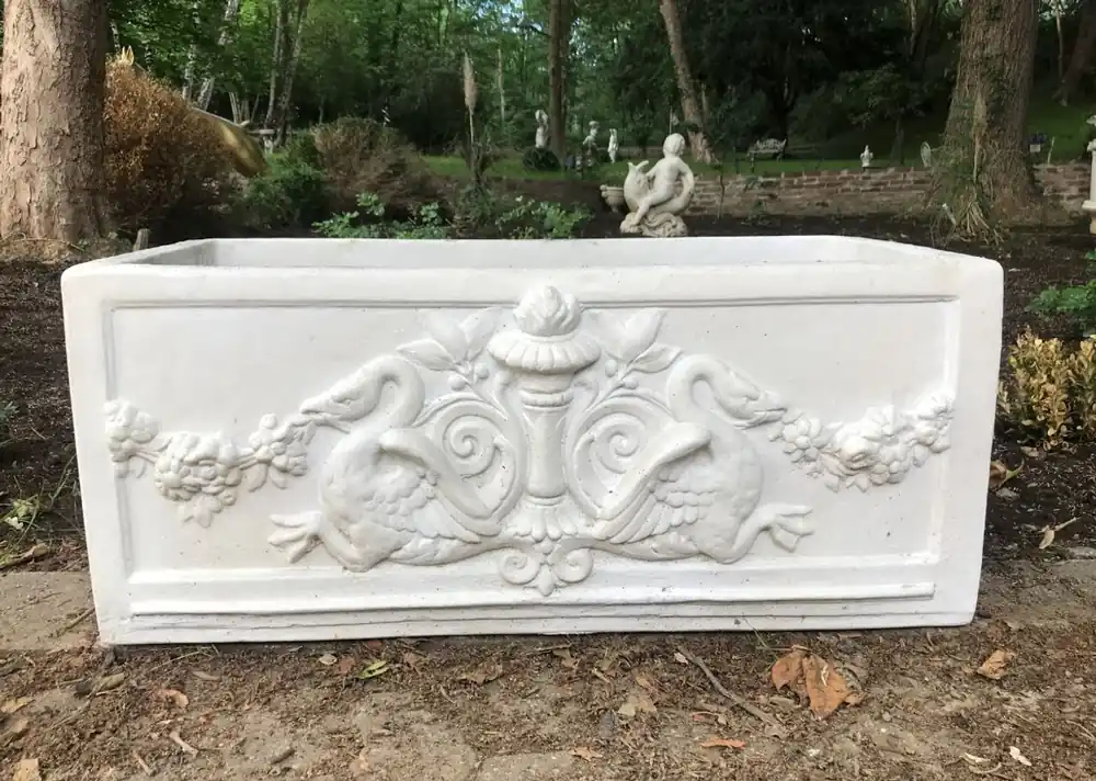 Sonderaktion Maceta barroca Casa Padrino blanca 36 x 81 x H. 43 cm - maceta cuadrada en estilo barroco - maceta - maceta estilo antiguo Art Nouveau