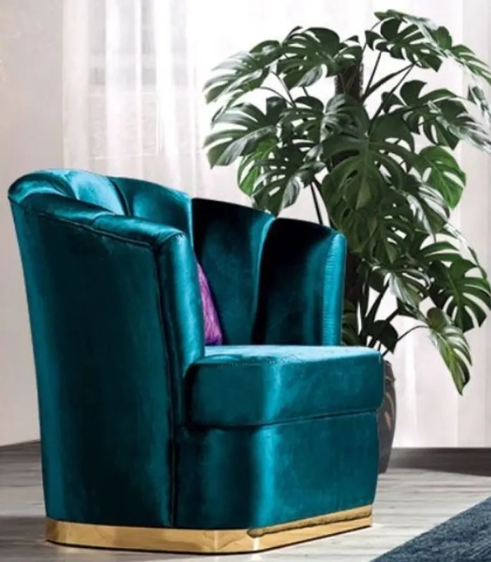 Casa Padrino sillón de salón de lujo turquesa / oro 80 x 80 x A. 90 cm - Muebles de salón de lujo Super-Preis