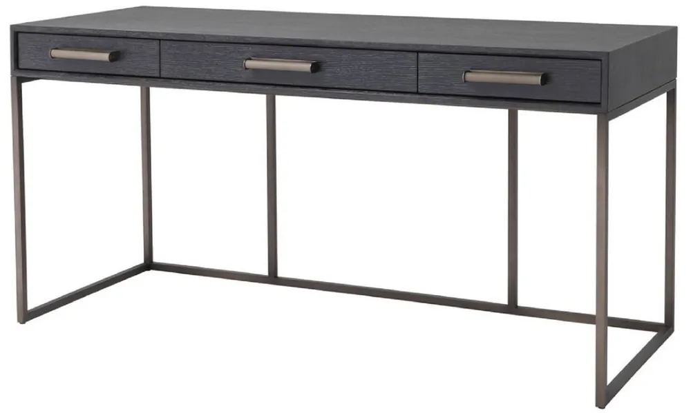 Online Kaufen Casa Padrino escritorio de lujo con 3 cajones gris antracita / bronce 150 x 60 x A. 75 cm - Mesa de Oficina - Mesa de Computadora - Muebles de Oficina de Lujo