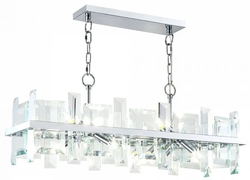 Casa Padrino lámpara colgante plata 85,5 x A. 24 cm - Lámpara colgante rectangular moderna con estructura de metal y placas de vidrio - Luces de Diseño Highlight