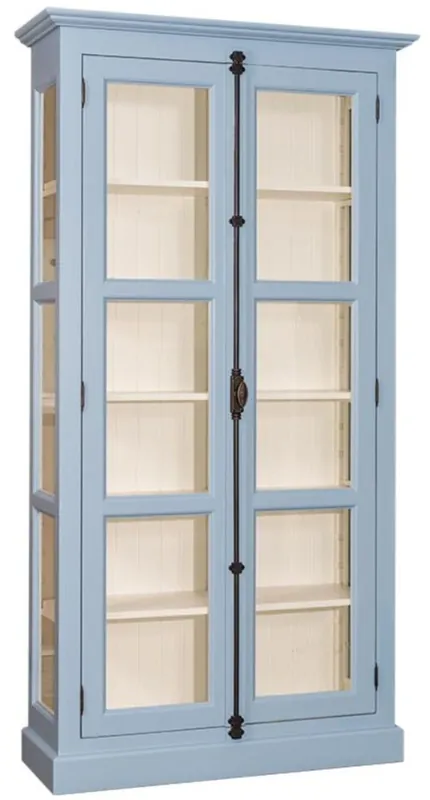 Casa Padrino vitrina de estilo campestre azul claro / crema 109 x 40 x A. 210 cm - Armario de madera maciza con 2 puertas de vidrio - Muebles de Estilo Campestre Günstig