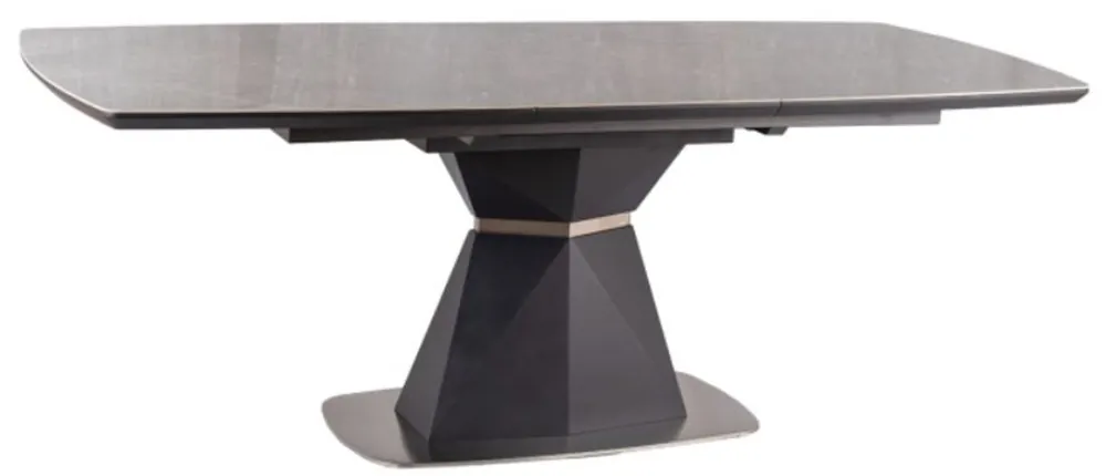 Casa Padrino mesa de comedor de lujo gris / antracita mate 160-210 x 90 x A. 76 cm - Mesa de comedor moderna extensible con placas de cerámica en aspecto mármol - Muebles de comedor de lujo Nur Für Kurze Zeit