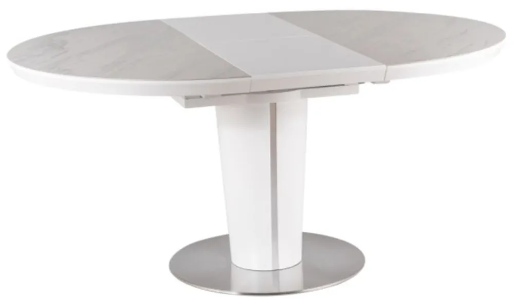 Online Kaufen Casa Padrino mesa de comedor de lujo blanco mate / gris / plata 120-160 x 120 x A. 76 cm - Mesa de comedor moderna extensible con placas de cerámica en aspecto mármol - Muebles de Cocina