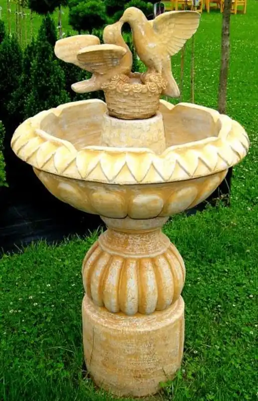 Casa Padrino fuente de jardín Art Nouveau con palomas decorativas beige Ø 73 x A. 125 cm - Fuente de jardín elegante - Fuente de Decoración de Jardín Barroco y Art Nouveau Direktkauf