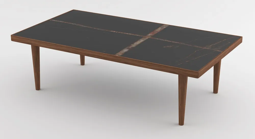Casa Padrino mesa de centro de lujo marrón / negro 130 x 70 x A. 45 cm - Mesa de salón moderna rectangular de madera maciza con encimera de mármol - Muebles de Lujo Kracherpreis
