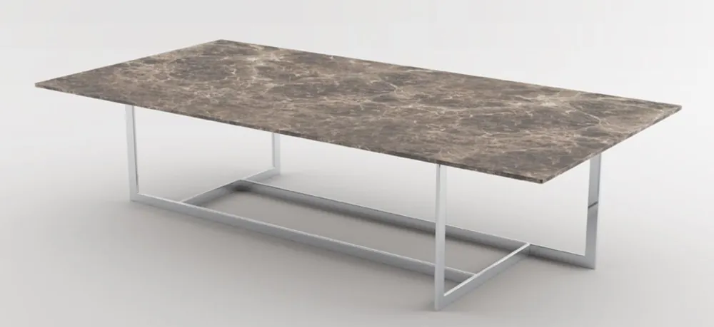 Rabatt Casa Padrino mesa de centro de lujo plata / marrón 160 x 80 x A. 40 cm - Moderna mesa de salón rectangular con encimera de mármol y marco de acero inoxidable - Colección de Lujo