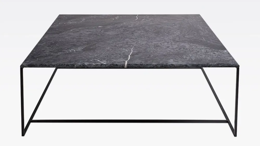 Preiswert Casa Padrino mesa de centro de lujo negro / negro 120 x 120 x A. 35 cm - Mesa de salón cuadrada moderna con encimera de mármol de Carrara y marco de acero inoxidable - Muebles de salón de lujo