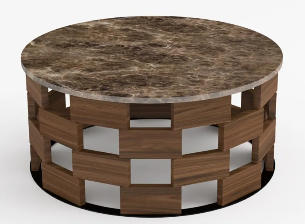 Casa Padrino mesa de centro de lujo marrón / negro / marrón Ø 92 x A. 40 cm - Mesa de salón redonda con encimera de mármol - Muebles de salón - Calidad de Lujo Neue Kollektion